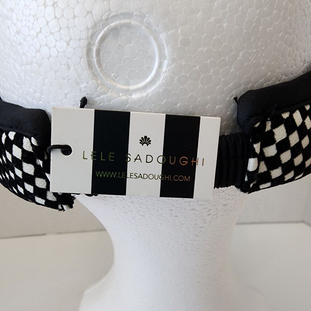 Lele Sadoughi Women's Checkered Visor Black and White New With Tags - Picture 5 of 8